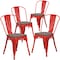 Flash Furniture Red Metal Stackable Chair with Wood Seat, PK4 4-CH-31230-RED-WD-GG - alternate 2